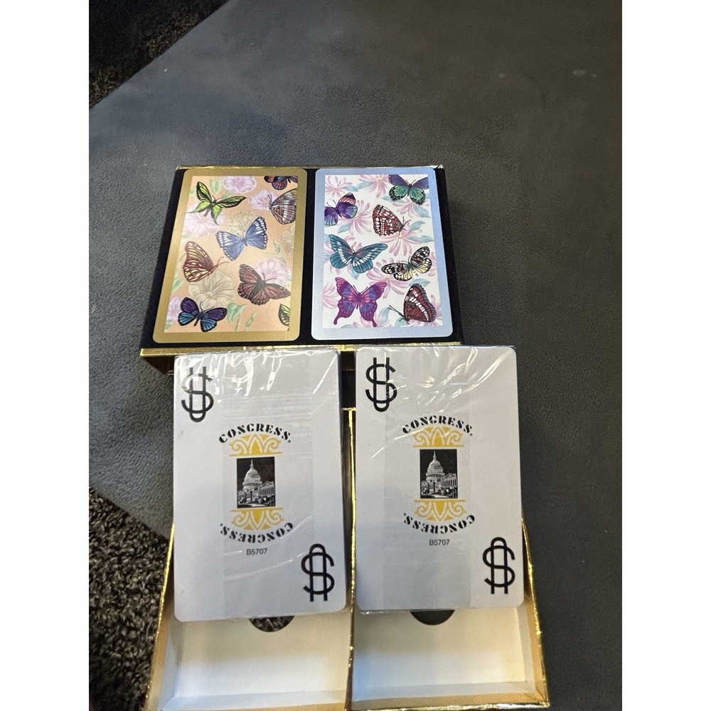 Congress Playing Cards Butterfly Double Deck Bridge Set Sealed Cards Spain